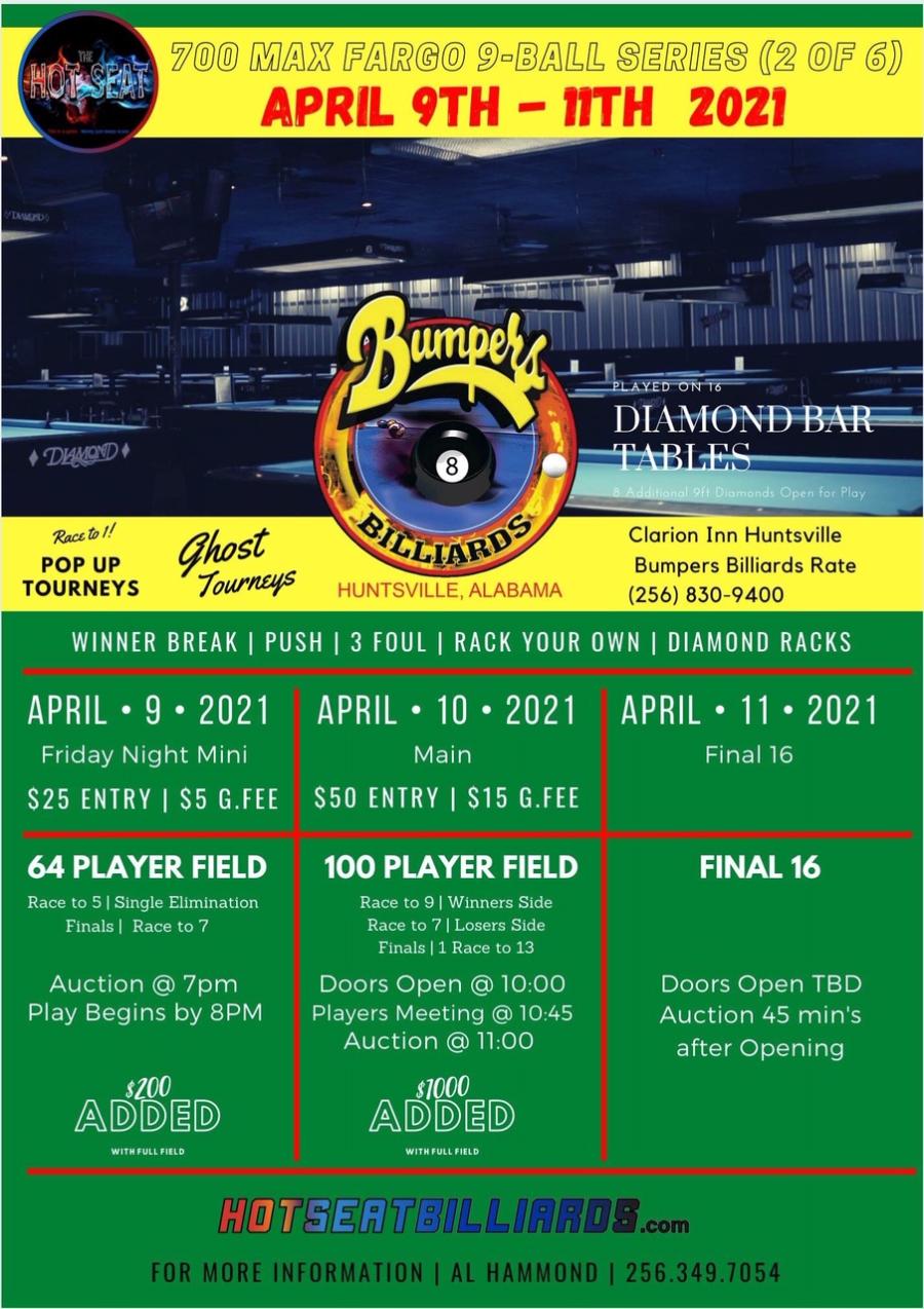 Bumpers Hall Huntsville Alabama - Billiards 9 Ball Tournament 2021
